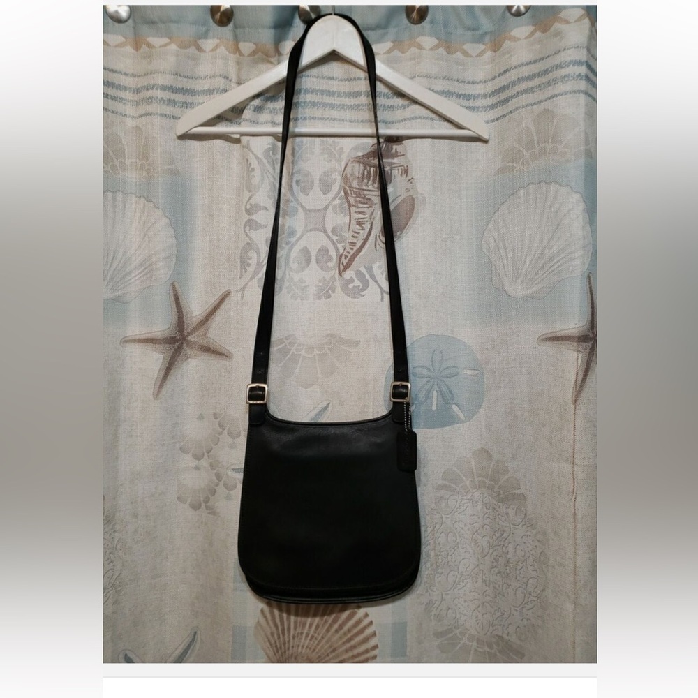 Vintage Coach Black Leather Slim Hippie Flap Costa Rica 9134 Crossbody Bag Purse - Picture 7 of 9
